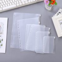 5PCS Convenient Transparent PVC A4 A5 A6 A7 Binder Pocket Clear Zipper Folders for 4/6 Ring Notebook Binder Files Reports Binder Note Books Pads