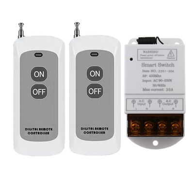 2X 433MHZ Wireless Remote Switch AC 110V/120V/220V/ 30A 1CH Relay RF Remote Control Light Switches