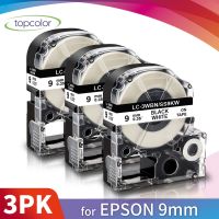 Topcolor 3PK 9mm 3/8 Label Tape Black on White Replace Epson KingJim Label Maker SS9KW LK-3WBN Printer Ribbon for LW-700 LW-300