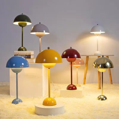 Huay Rechargable LED Table Lamp Nordic Fashion Bedside Desk Lamp Mushroom Shape Decoration Night Light Touch Sensor Switch Adjustable Light Color For