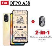 ฟิล์มกระจกเทมเปอร์เซรามิก A98 2 In1 OPPO A38 A58 5ก. สำหรับ OPPO A97 A96 A95 A94 A77s A76 A78 A55 5ก. Reno 8 8Z 7Z 8ตัน5ก. ปกป้องหน้าจอผิวเรียบ