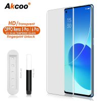 Akcoo for OPPO Reno5 Pro 5G Screen Protector UV Full Screen Glue Tempered Glass film for Reno4 Pro shield Reno6 Pro Screenguard