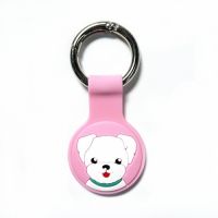 Airtag Cartoon Puppy เคสซิลิโคนสีชมพูพวงกุญแจ