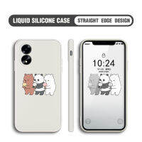 เคสโทรศัพท์สำหรับ OPPO A18 A38การ์ตูนเราแพนด้าเคสโทรศัพท์กริซลี่เคสกล้องคลุมทั้งหมดปลอกซิลิโคนเหลวลายขอบสี่เหลี่ยม