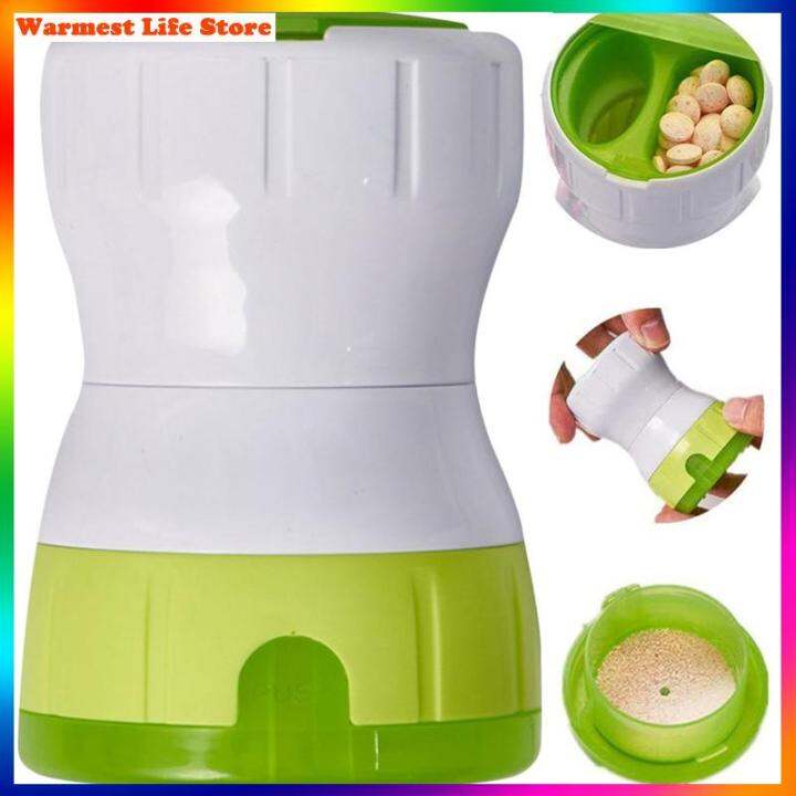 Pill Crusher Grinder 3 in 1 Handheld Pill Grinding Machine with Pill Box Container Tablet