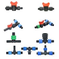 15pc 16mm Irrigation Drip Tape Connectors Tee Hose Water Splitter Garden Tap Lock Nut 1/2 3/4 Thread 2/3-Way Tube Joints Watering Systems  Garden Hose