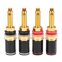 4Pcs Hifi Speaker Terminal Binding Post Pure Copper Gold Plated Amplifier Connector Replacement Parts Accessories for Female Banana Jack Plug