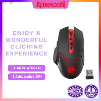 M690-1 Redragon 2.4Ghz เมาส์สำหรับเล่นเกมส์ไร้สายพร้อม DPI ขยับ2ปุ่มด้านข้าง2400 DPI ออกแบบตามหลักสรีรศาสตร์8ปุ่ม-เมาส์สีดำ Meimiao