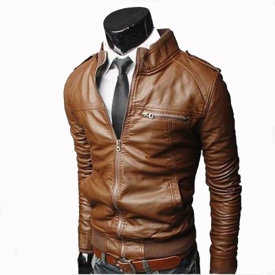 ZZOOI Men Faux Leather Jacket Zippers 2022 Mens Stand Collar Coat Spring Autumn Casual Slim PU Jacket Male Moto Biker Coats Outerwear