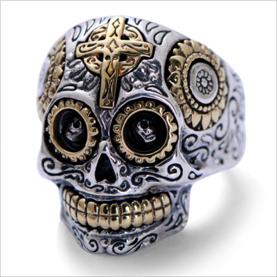 100 real s925 sterling silver jewelry vintage Thai silver ring for men cross skull mens rings Man silver rings