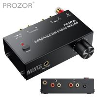 PROZOR Phono Preamplifier Audiophile M/m พอร์ตเครื่องขยายเสียงพรีแอมป์อินพุตเอาต์พุต RCA 2ช่องพร้อมที่อะแดปเตอร์ปลั๊กไฟยุโรปปุ่มปรับระดับเสียง