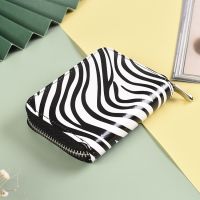 Dompet pendek kulit PU untuk wanita dompet pendek motif Zebra dompet koin tempat kartu kredit кошелек женский