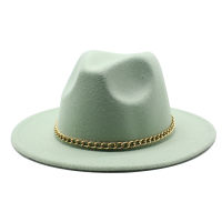 ผู้หญิงผู้ชายสีเขียวปีกกว้าง Fedora หมวกคลาสสิกฤดูหนาวฤดูใบไม้ร่วงสบายๆหมวกปานามาแจ๊สหมวก trilby หมวก wholese