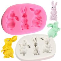 3D Standing Easter Cute Rabbit Silicone Mold Kitchen Baking Decoration Tool Resin DIY Bunny Cake Chocolate Candy Fondant Moulds Bread Cake  Cookie Acc