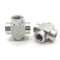 1/8" 1/4" 3/8" 1/2" BSP 1/4" NPT M20 Female Cross 4 Way Splitter Block 304 Stainless Steel Pipe Fitting Connector Water Gas Fuel Valves