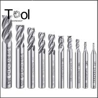 10ชิ้น0.08 " - 0.47" End บิตโรงสี Silver 4-Flute อุปกรณ์ตัดเหล็กความเร็วสูงระดับมืออาชีพบิตสว่านเจาะก้านตรงเหล็กอลูมิเนียมไม้ไทเทเนียม