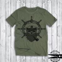 Mens T Shirts Tshirt Medium Fit Skull Sailor Uomo Mid Heather Khaki Maniche Corte Garage Print Man