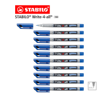 STABILO Write-4-all 166 ปากกา ปากกาเคมี ขนาดหัว S(0.4 mm.) (Blue)10ด้าม ปากกามาร์กเกอร์ กลิ่นไม่ฉุน เขียนแก้ว เหล็ก ไม้