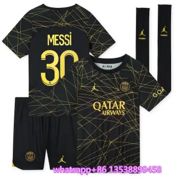 Nike Paris Saint-Germain Lionel Messi Fourth Jersey + League 1 Patch 22/23 (Black/Tour Yellow) Size 2XL