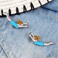 【YF】 Enamel Pins Championship Brooch Swimmer Athlete Badge Jewelry for