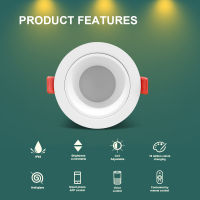 Gledopto Zigbee 3.0 Pro 6W12W RGBCCT LED Downlight สมาร์ทกันน้ำ IP54ทำงานร่วมกับ Tuya App เสียง Rf รีโมทคอนล