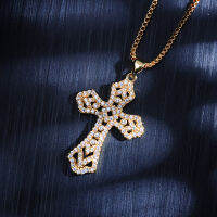 Retro Classic Shiny Crystal Cross Necklace For Women Fashion Cubic Zirconia Cross Choker Pendants Female Religious Jesus Jewelry