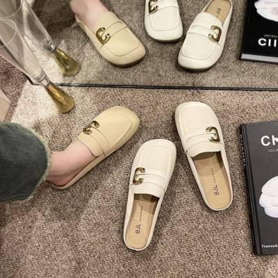 Closed Toe Half Slippers Womens Spring and Summer 2023 New All-Match Soft Bottom Internet Celebrity Loafer out Fairy Sandals