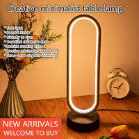 LED Desk Lamp Bedroom Ring Desk Lamp Living Room BlackWhite USB Dimmable Bedside Lamp Round Night Light Decoration