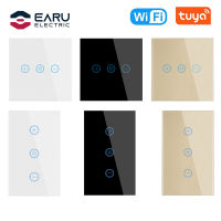 EUUS WiFi Dimmer Switch 10A Smart Glass Panel Wall Touch Switch Light Smart Life Tuya APP Remote Control for Alexa Home