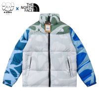 CODLiang Te KAWS100 X The North Face100 Genuine Co Branded Down Jacket Unisex Winter Jacket Tie Dye Color Fashion Stand Collar Oversized Down Coat