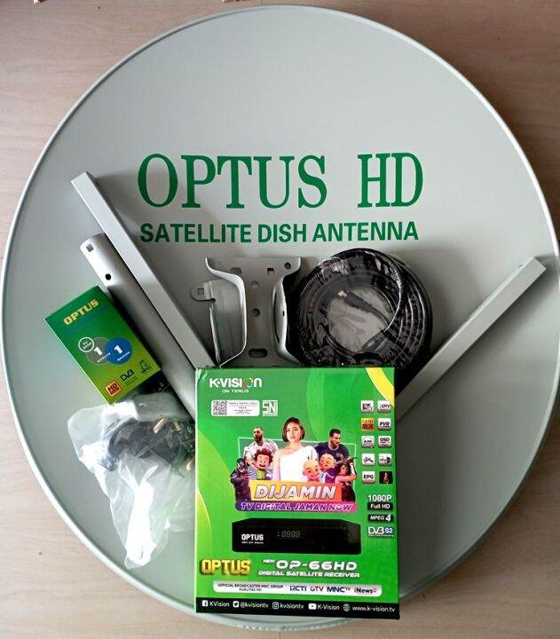 Kvision OPTUS Satellite Receiver lengkap Dish Parabola 60cm & LNB