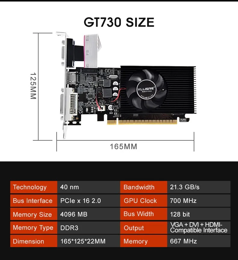 Kllisre GT 730 4GB Graphics card NVIDIA GeForce GT730 4GB low profile DDR3  Video card - AliExpress