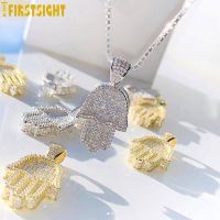 【CW】❀  New Hand Of the Pendant Necklace Hip Hop Iced Out Gold Sliver Color CZ Stone Choker  Men