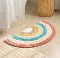 Fluffy Bathmat Floral Rainbow Rug Nordic Flocking Mat Bathroom Carpet Anti-Slip Floor Bath Mat Welcome Doormat Home Decor