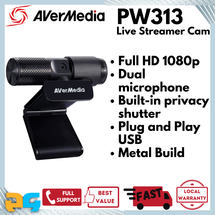 AVerMedia PW313 1080p FHD Full HD Live Streamer Cam cam with Mic Micrphone and Privacy