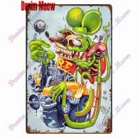 Vintage Rat Fink Metal Plate Retro Car Adaptations Metal Tin Sign Cinema Plaque for Man Cave Garage Bar Club Wall Decor WY189