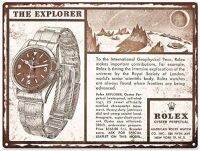 นาฬิกาป้ายดีบุก1958 Rolex Explorer ตกแต่งผนังป้ายโลหะอลูมิเนียมตกแต่งบ้านผับตลก8X12นิ้ว0707