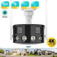 BESDER 8MP เลนส์คู่4K มุมกว้างพิเศษ180 ° กล้อง IP Wi-Fi ป้องกัน Cecurance คนตรวจจับความปลอดภัยแอป ICSEE