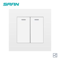 【cw】 SRAN Wall switch 2gang 2way 16A 86mmx86mm white/black/gold/gray flame retardant pc with iron plate 1