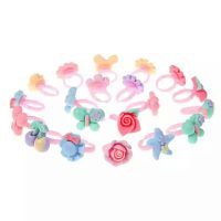 36pcs Cute Cartoon ring for ChildrenKids Plastic Rings with Heart For Party Gifts Macaron color rings