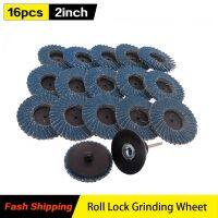 16pcs/Set 2“ Flat Flap Discs Roll Lock Grinding Sanding Wheels Quick Change High Density Zirconia Alumina with 1/4 inch Holder