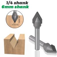 1PC 1/4－6.35MM 6MM Shank Milling Cutter ไม้แกะสลัก 60 องศา V Bit CNC Solid Carbide End Mill 3D Router Bits สําหรับงานไม้