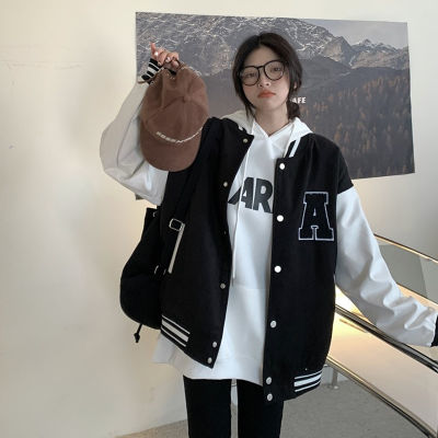 Black Loose Cotton Baseball Jacket Womens Autumn and Winter 2021 New Design Sense Niche Jacket Top Fashion