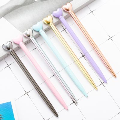 Hot Sell Lovely Heart Shape Style Chidren and School Students Black Ink Color Metal Ball-Point Pen Pens