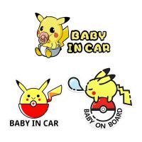 ∋▫❃ Pikachu Baby on Board Car Sticker Decals for Car Truck Window Funny JDM Waterproof Sunscreen Decals