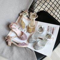 Baby Girl Shoes Princess Fashion Sequins Low Heel Summer Girls Sandals Cute Bowknot Kids Girls Party Shoes Size 26-35 SMG077