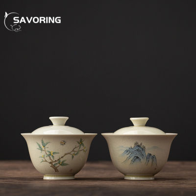 180มิลลิลิตรโบราณ Gaiwan สำหรับชาเซรามิกภูมิทัศน์หม้ออบที่มีฝาปิดชาทำ T Eaware จีนถ้วยพิธีชงชาชามชา C Hawan ของขวัญ