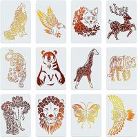 ✈▨ 12 Types Animal Stencils 8 X 12 Inch Painting Templates for DIY Art Crafts Painting on Wood Canvas Wall Furniture Decor