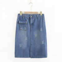 【มีไซส์ใหญ่】Plus Size XL-5XL Womens Casual Long Skirts Slim Casual Blue Denim Skirts