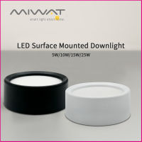 MIWAT ไฟดาวน์ไลท์ LED ติดพื้นผิว5W 10W 15W 25W อะลูมิเนียมขนาดเล็กแผงหลอดไฟดาวน์ไลท์ LED ไฟติดเพดานโคมไฟสีดำ/ ขาว